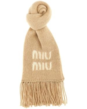 Miu Miu Logo Scarf - Natural