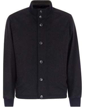 Herno Silk And Cashmere Bomber Jacket - Blue