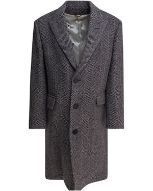 Golden Goose Single Breasted Herringbone Coat - Gray