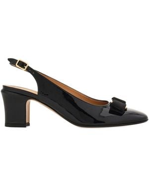 Ferragamo Leather Slingback Pumps - Black