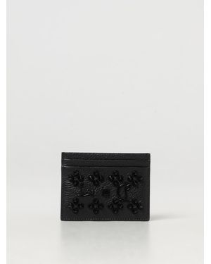Christian Louboutin Credit Card Holder In Grained Leather - White