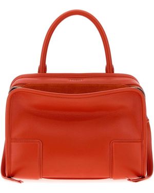 Loewe Coral Leather Small Amazona Handbag - Red