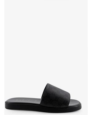 Gucci Denim Sandals With Gg Motif - Black