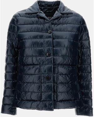 Herno Quilted Down Jacket With Button Fastening - Blue