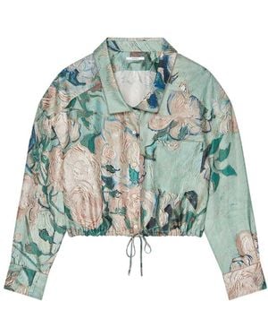 Givenchy Short Silk Shirt With Rose Print - Green
