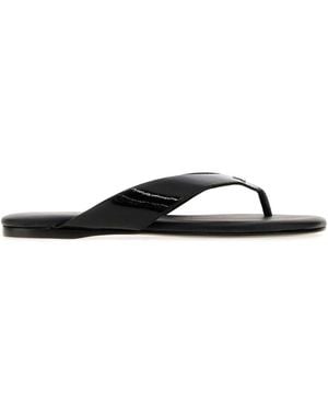 Courreges Vinyl Souliers Thong Slippers - Black