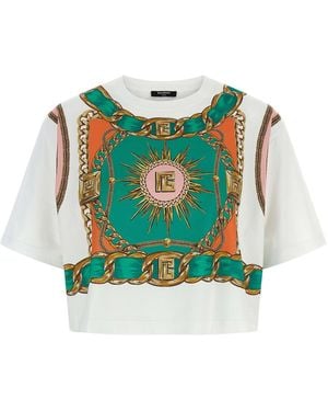 Balmain Foulard' Print T-Shirt - Green
