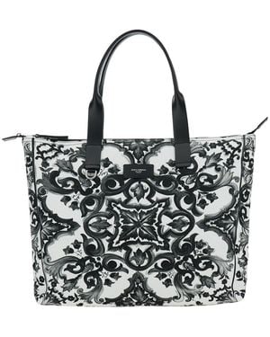 Dolce & Gabbana Tote Bag With Top Zip Closure And All-Over Print - White
