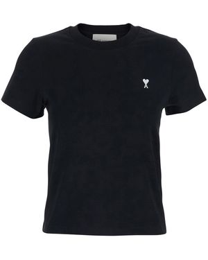 Ami Paris Ami De Coeur Cropped T-Shirt - Black