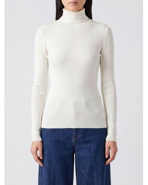 Max Mara Ribbed Wool Slim Fit Turtleneck Sweater - White