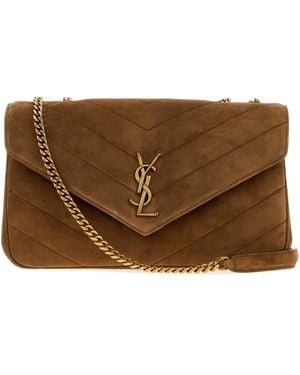 Saint Laurent Caramel Suede Medium Loulou Shoulder Bag - Brown