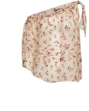 Isabel Marant Marant Etoile Printed Muslin Loeva One-Shoulder Top - Natural