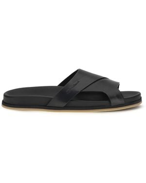 Santoni Leather Slippers - Black