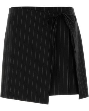 Sportmax Embroidered Stretch Wool Blend Fatti Mini Skirt - Black
