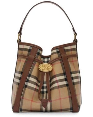 Burberry Mini Check Bucket Bag - Brown