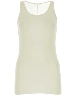 Ami Paris Ami Ivory Viscose Blend Tank Top - White