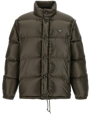 Prada Recycled Polyamide Full-Length Jacket - Green