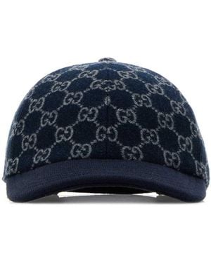 Gucci Gg Logo Baseball Hat - Blue
