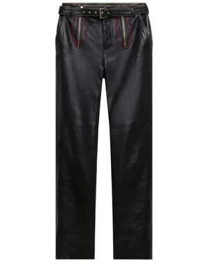 Marni Leather Pants With Embroidered Inserts - Black