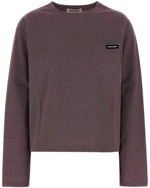 Miu Miu Two-Tone Jersey T-Shirt - Purple