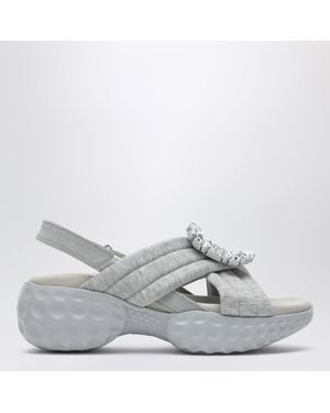 Roger Vivier Viv' Run Slingback Sandals With Crystals - White