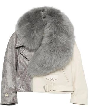 Marni Jacket With Fur Collar - Gray