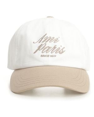 Ami Paris Ami Bicolor Cap Cotton Gabardine - White
