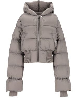 Rick Owens Short Down Jacket With Hood - Gray