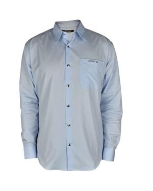 Roberto Cavalli Light Cotton Shirt With Pointed Collar - Blue