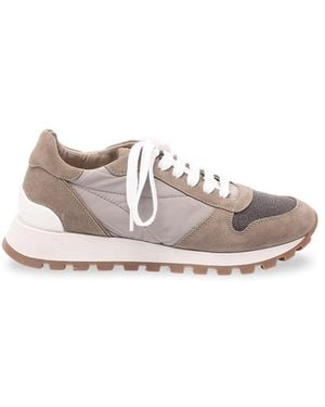 Brunello Cucinelli Fabric Sneakers With Monili - White