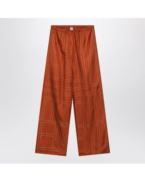TOTEME Monogram Silk Pajama Pants - Orange