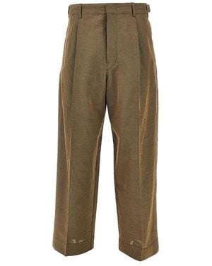 Lemaire Wool And Mohair Tailored Pants With Pleat - Green