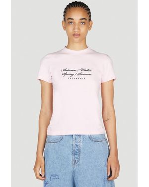Vetements Embroidered Logo Cotton-Blend Crewneck T-Shirt - White