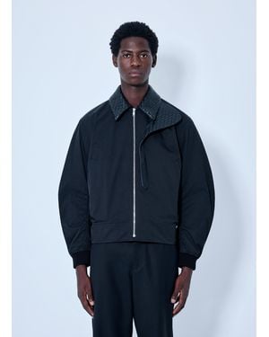 Bottega Veneta Intrecciato Leather-Trimmed Twill Blouson Jacket - Blue