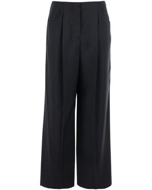 Fendi Pants With Front Pences And Wide Leg - Black