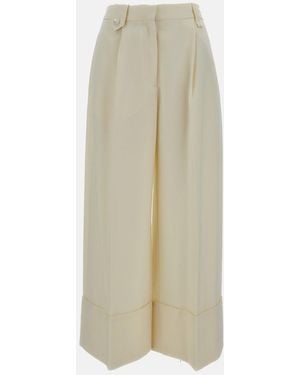 Simone Rocha Cropped Wide-Leg Pants With Pearl Daisy Detailing - White