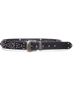 Golden Goose Deluxe Brand Studded Leather Belt - White