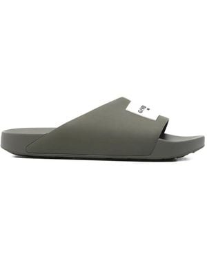Givenchy Label Slide Flat Mules - Gray