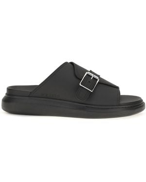 McQueen Sandals Buckle Slide Leather - Black