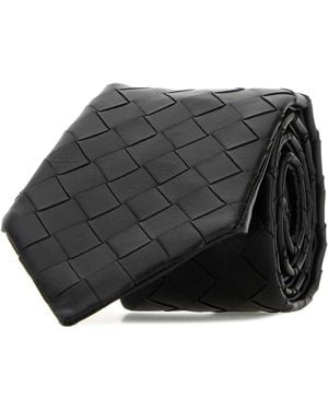 Bottega Veneta Leather Tie - Black