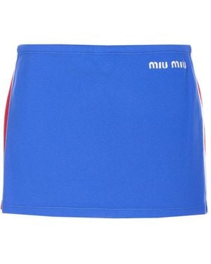 Miu Miu Logo Mini Skirt - Blue