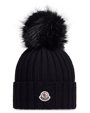 Moncler Wool Hat With Pom Pom - Blue