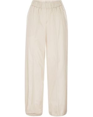Peserico Loose-Fitting Stretch Cotton Pants With Elasticated Waistband - White