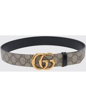 Gucci Gg Marmont Reversible Supreme Canvas Belt With Monogram Buckle - Gray