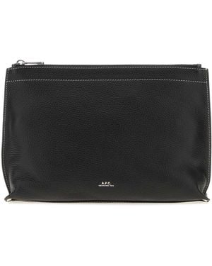 A.P.C. Leather Clou Pouch - Black