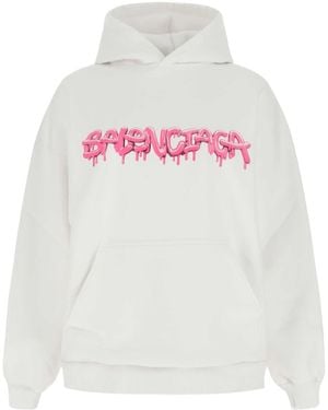 Balenciaga Cotton Blend Oversize Sweatshirt - White