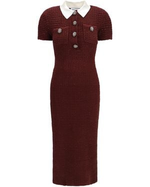 Self-Portrait Knit Midi Dress - Red