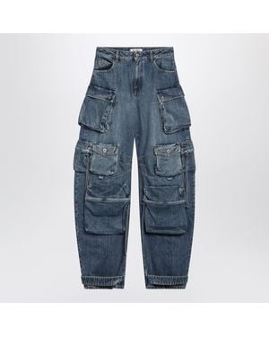 The Attico Fern Washed Cargo Pants - Blue