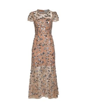 Self-Portrait Self Portrait Sequin-Embellished Tulle Midi Dress - Natural