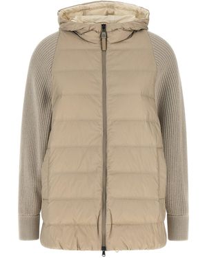 Brunello Cucinelli 'Shiny Zipper Pull' Down Jacket - Natural
